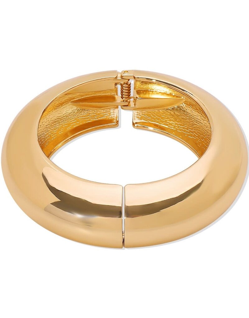 Smooth Wide Hinged Cuff Bracelet Gold