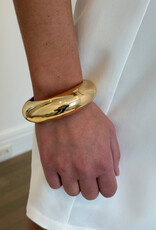 Smooth Wide Hinged Cuff Bracelet Gold