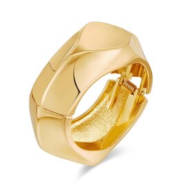 Dimensional Hinged Cuff Bracelet Gold
