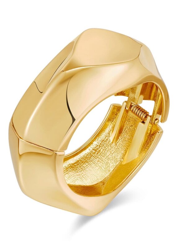 Dimensional Hinged Cuff Bracelet Gold