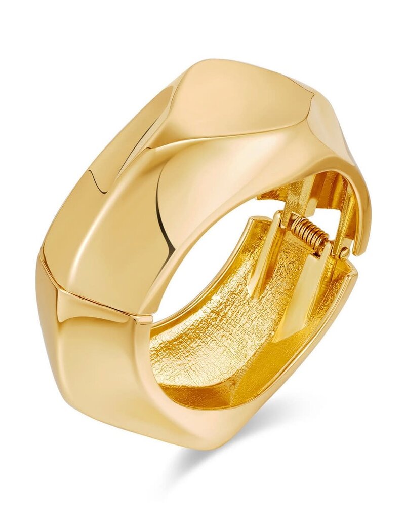 Dimensional Hinged Cuff Bracelet Gold