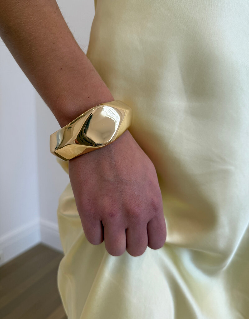 Dimensional Hinged Cuff Bracelet Gold