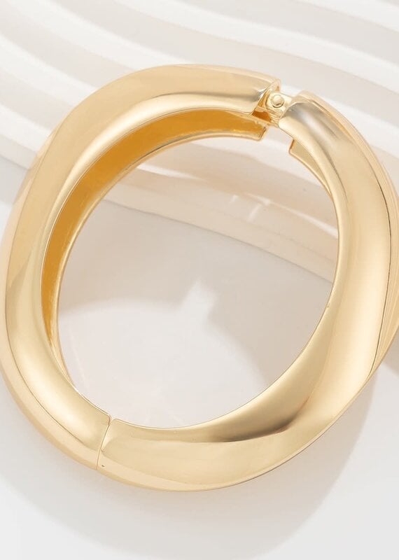 Wide Hinged Cuff Bracelet Gold