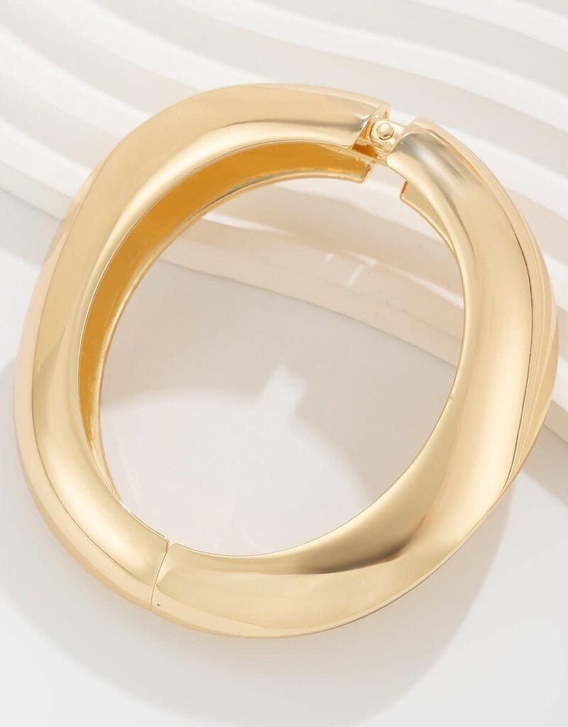 Wide Hinged Cuff Bracelet Gold