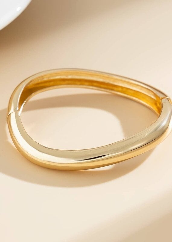 Irregular Hinged Cuff Bracelet Gold