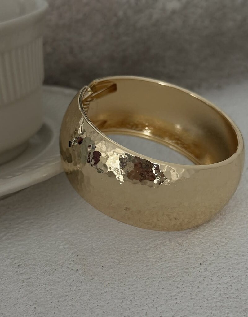 Hammered Hinged Cuff Bracelet Gold
