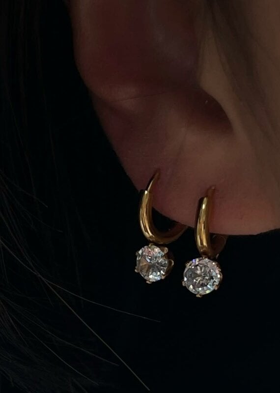 Simple Zircon Drop Earrings Gold