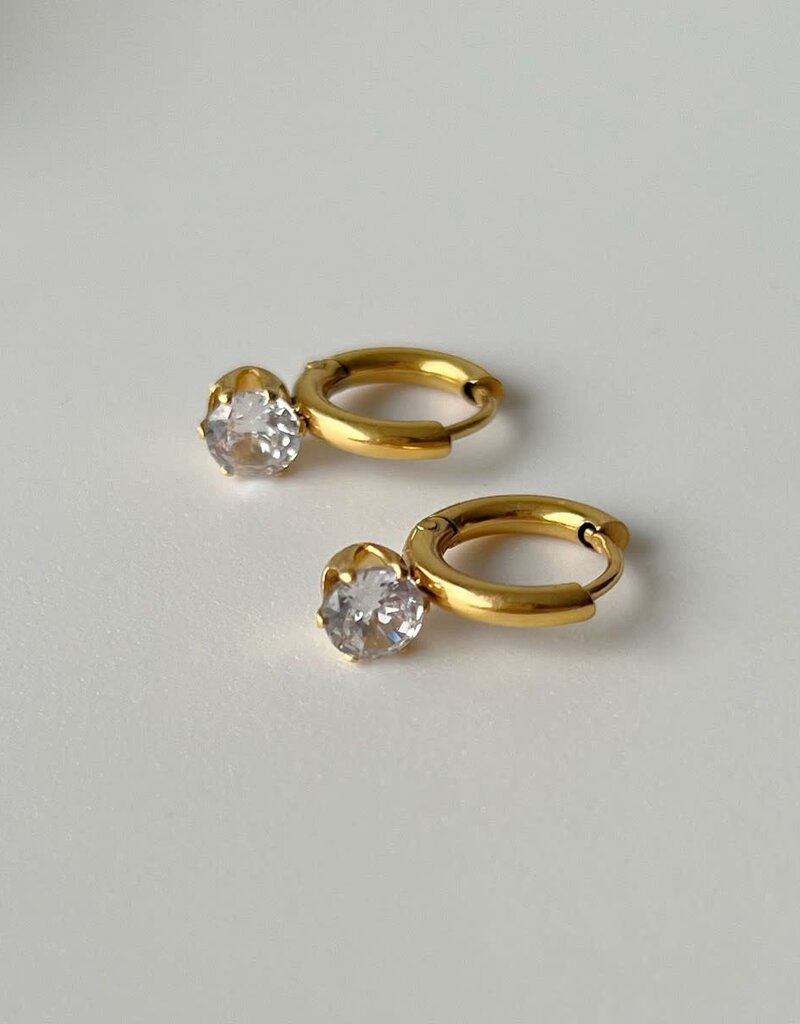 Simple Zircon Drop Earrings Gold
