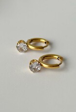 Simple Zircon Drop Earrings Gold