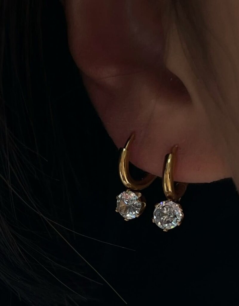 Simple Zircon Drop Earrings Gold