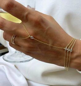 Layered Zircon Hand Chain Gold