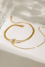 Layered Zircon Hand Chain Gold