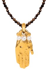 Crystal Bead With Hamsa Charm Necklace Gold