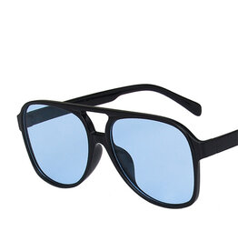 Vintage Double Bridge Aviator Sunglasses Black Blue