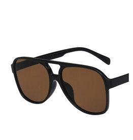 Vintage Double Bridge Aviator Sunglasses Black Brown