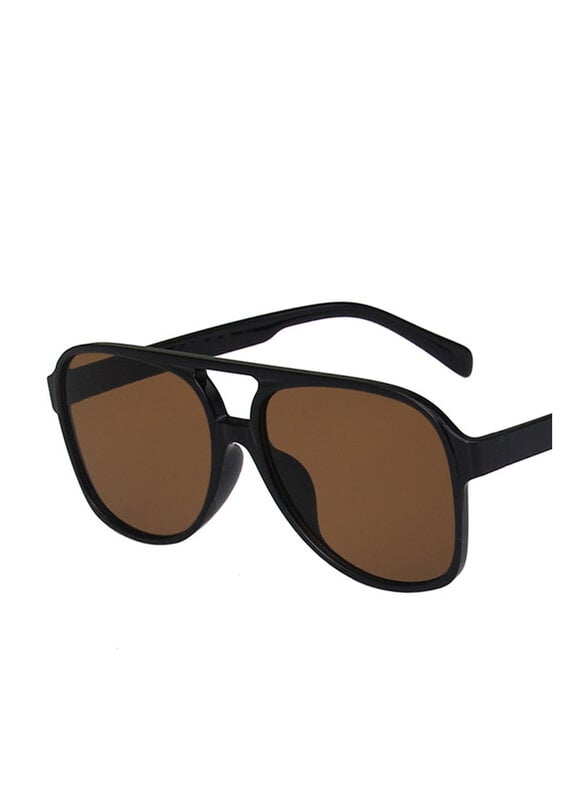 Vintage Double Bridge Aviator Sunglasses Black Brown