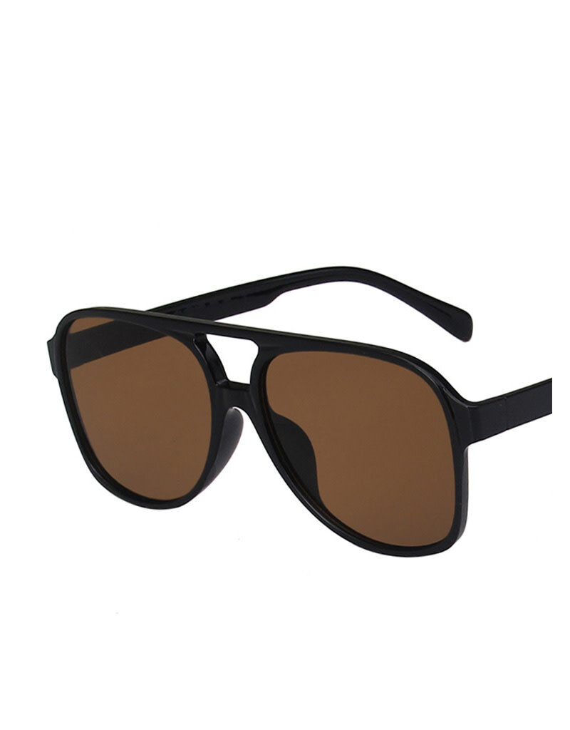 Vintage Double Bridge Aviator Sunglasses Black Brown