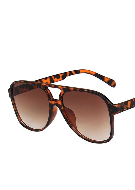 Vintage Double Bridge Aviator Sunglasses Leopard Brown