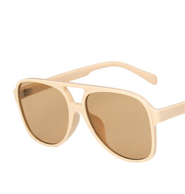 Vintage Double Bridge Aviator Sunglasses Light Brown