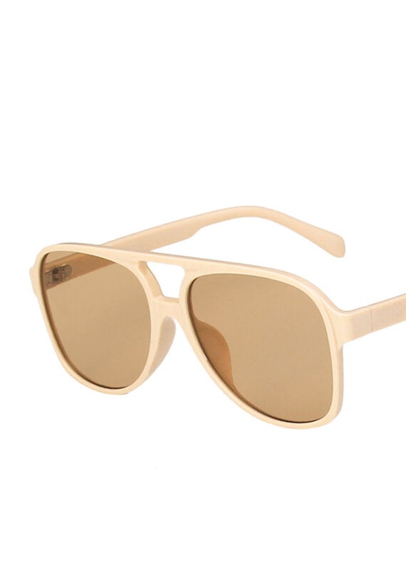 Vintage Double Bridge Aviator Sunglasses Light Brown