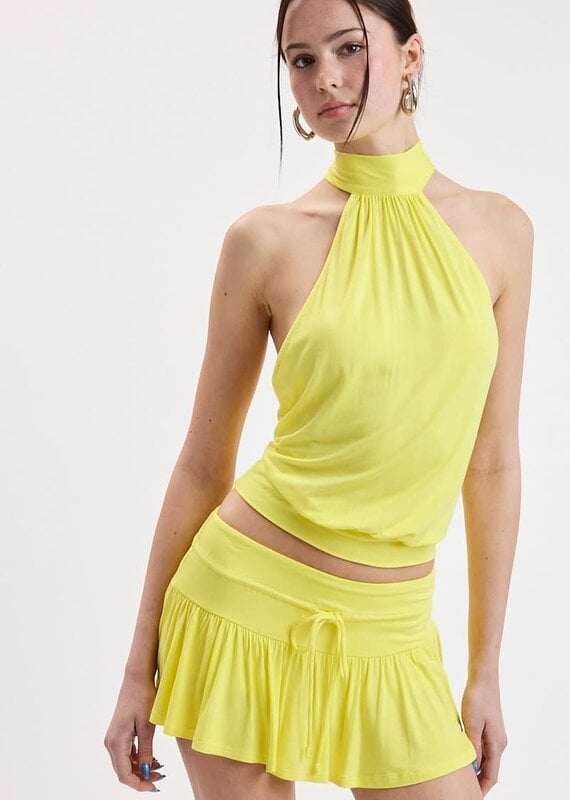 Valerie Mock Neck Halter Backless Crop Top