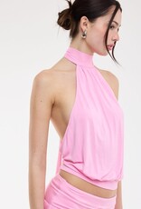 Valerie Mock Neck Halter Backless Crop Top