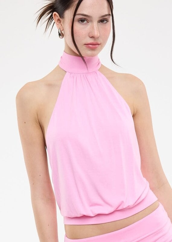 Valerie Mock Neck Halter Backless Crop Top