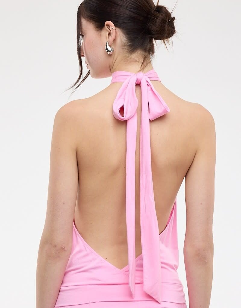 Valerie Mock Neck Halter Backless Crop Top