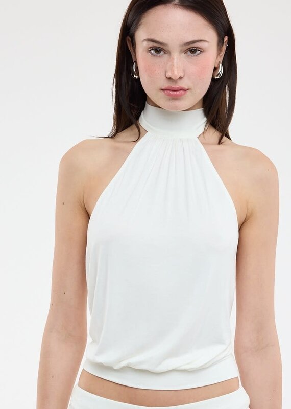 Valerie Mock Neck Halter Backless Crop Top