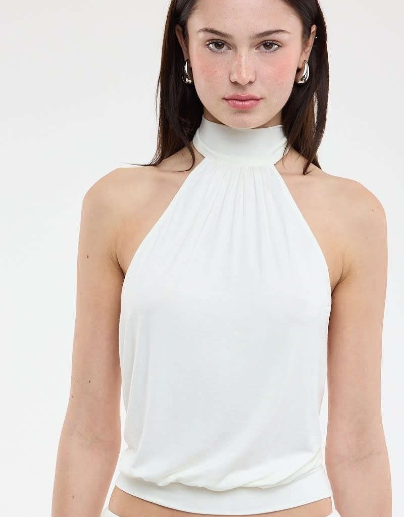 Valerie Mock Neck Halter Backless Crop Top