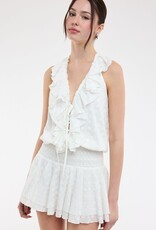 Eyelet Cascading Ruffle Layered Mini Dress