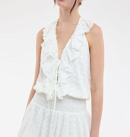 Eyelet Cascading Ruffle Layered Mini Dress