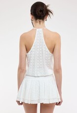 Eyelet Cascading Ruffle Layered Mini Dress