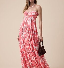 Floral Twisted Ruched Bust Maxi Dress