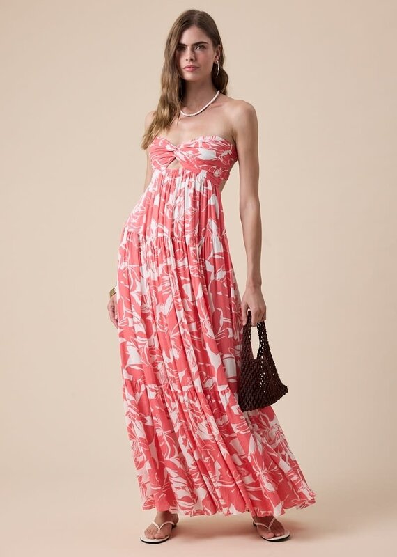 Floral Twisted Ruched Bust Maxi Dress