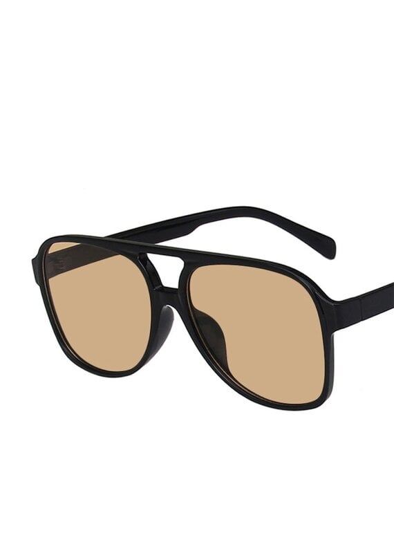 Vintage Double Bridge Aviator Sunglasses Light Black