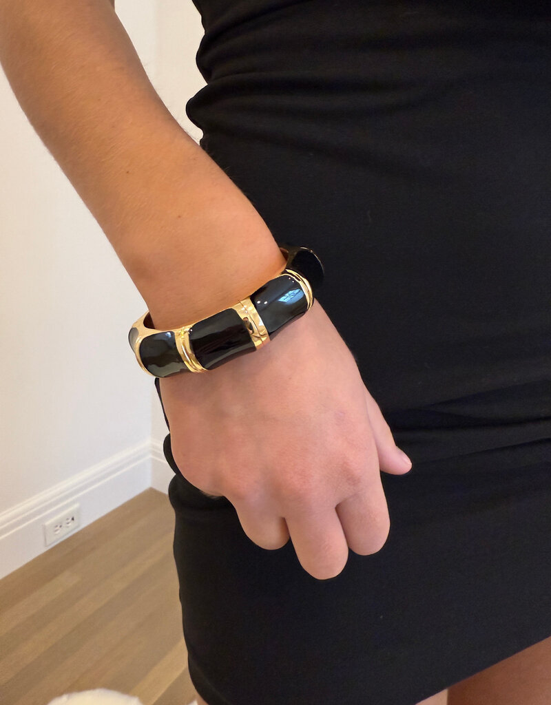 Black Gold Hinged Cuff Bracelet