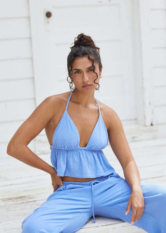 Olivia Triangle Halter Flowy Crop Top