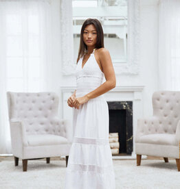 Carolina Halter Bead and Crochet Detail Maxi Dress