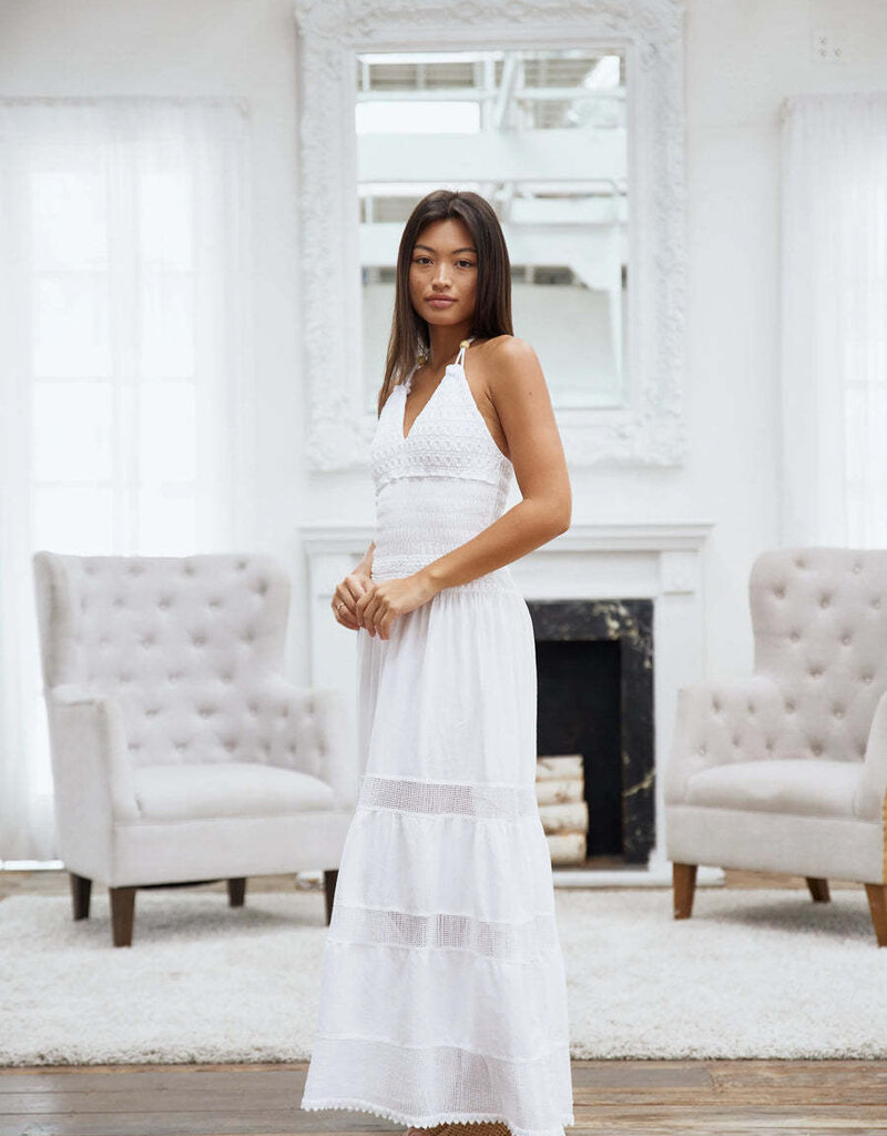 Carolina Halter Bead and Crochet Detail Maxi Dress