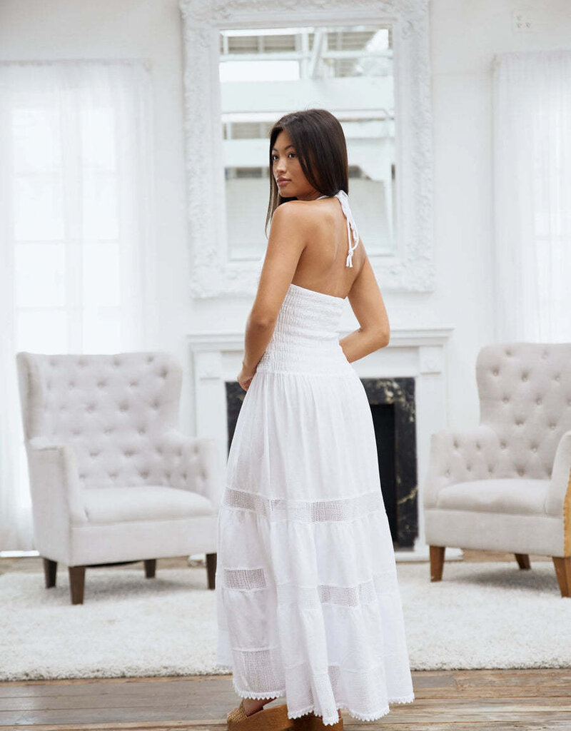 Carolina Halter Bead and Crochet Detail Maxi Dress