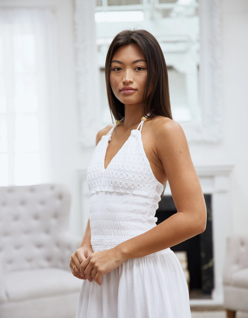 Carolina Halter Bead and Crochet Detail Maxi Dress