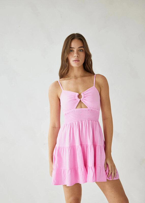 Kattia Ring Detail Ruched Waist Mini Dress