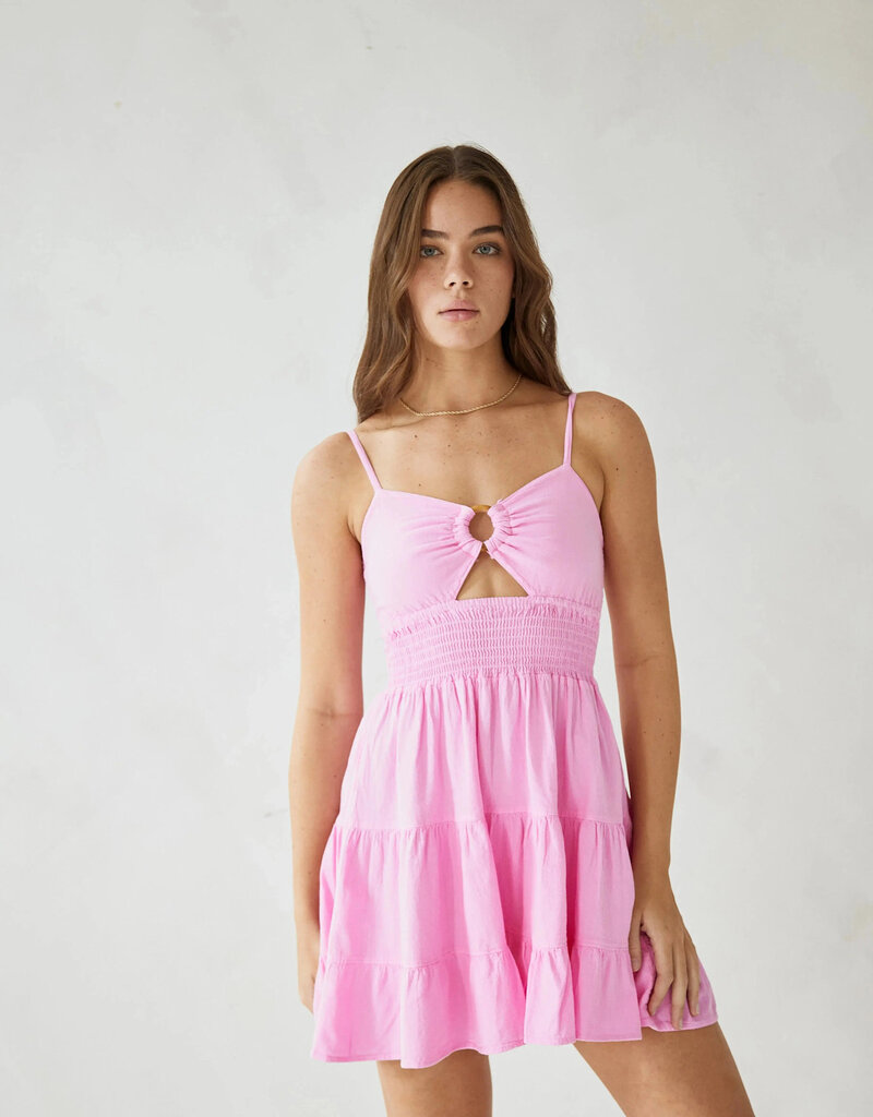 Kattia Ring Detail Ruched Waist Mini Dress