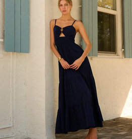 Nora Ring Detail Ruched Waist Maxi Dress