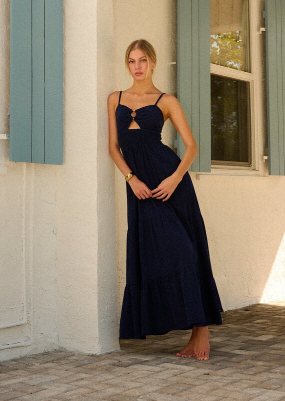 Nora Ring Detail Ruched Waist Maxi Dress