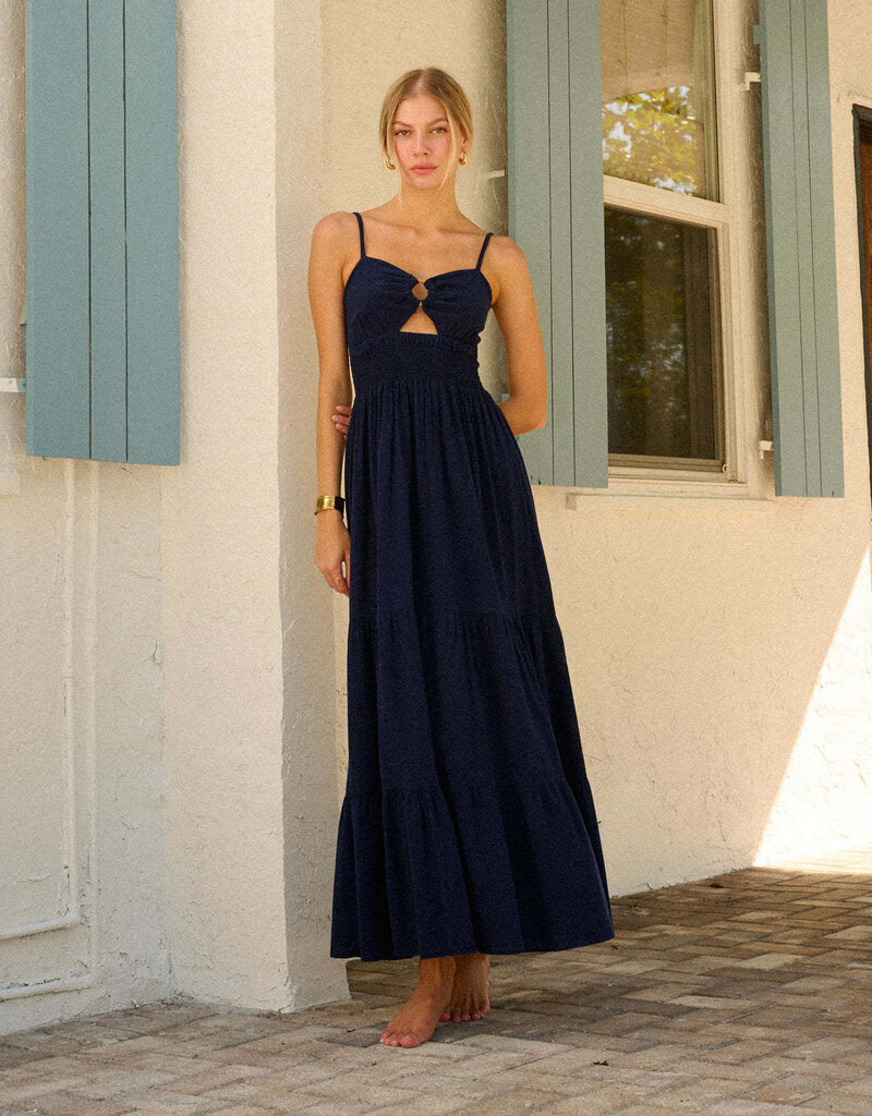 Nora Ring Detail Ruched Waist Maxi Dress