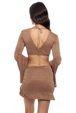 Luli Fama Ruffle Sarong Mini Skirt