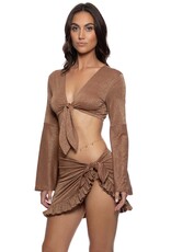 Luli Fama Ruffle Sarong Mini Skirt