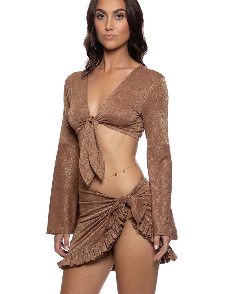 Luli Fama Ruffle Sarong Mini Skirt